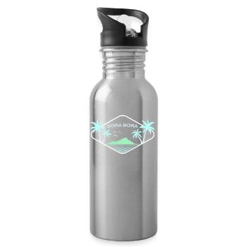 Bora Bora Island Idyll Logo - Water bottle with straw - silver - Right