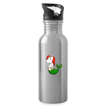 Unicorn Sticker - Trinkflasche mit integriertem Trinkhalm - Lightsilver - Rechts