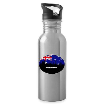 Brisbane Australien Flagge Skyline Silhouette Reisen - Trinkflasche mit integriertem Trinkhalm - Lightsilver - Rechts
