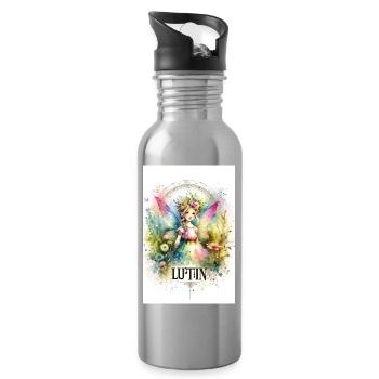 Prinzessin - Pixies - Blumen, Aquarell, Fee - Trinkflasche mit integriertem Trinkhalm - Lightsilver - Rechts