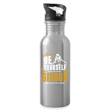Wendiger Gibbon Kletterkünstler - Trinkflasche mit integriertem Trinkhalm - Lightsilver - Rechts