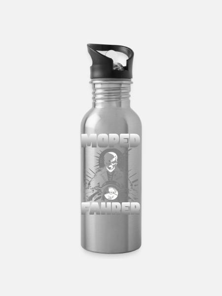 Moped Fahrer - Trinkflasche mit integriertem Trinkhalm - Lightsilver