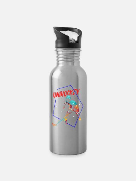 Reflexstarker Floorball Torhüter - Trinkflasche mit integriertem Trinkhalm - Lightsilver