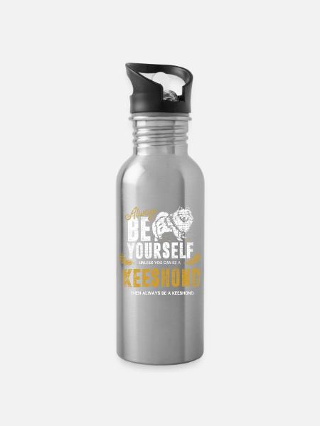 Wuscheliger Keeshond Hundezüchter - Trinkflasche mit integriertem Trinkhalm - Lightsilver
