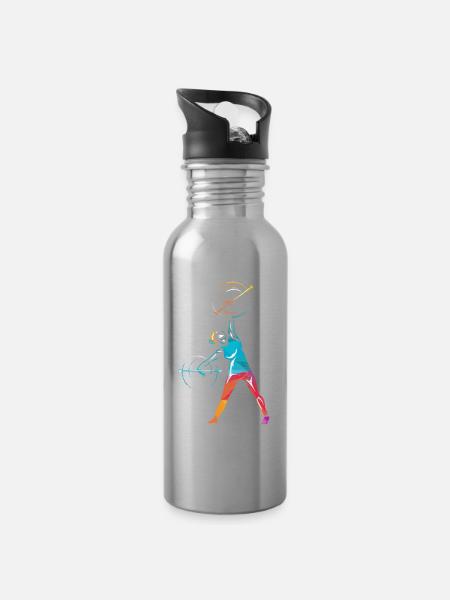 Schwungvolles Stabdrehen Majorette - Trinkflasche mit integriertem Trinkhalm - Lightsilver