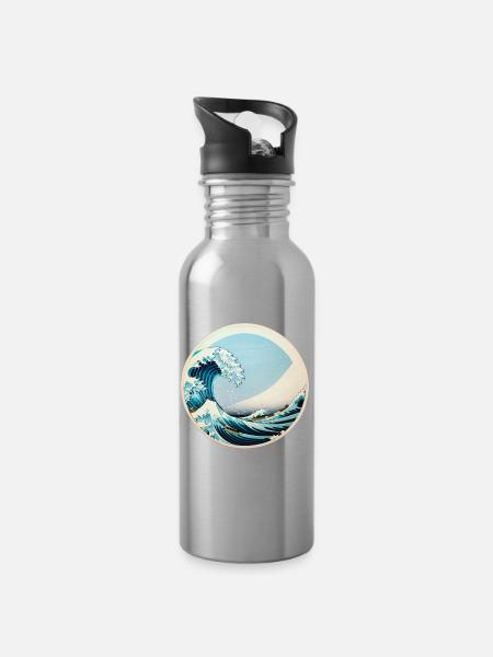 Gefangen in der Welle - Trinkflasche mit integriertem Trinkhalm - Lightsilver