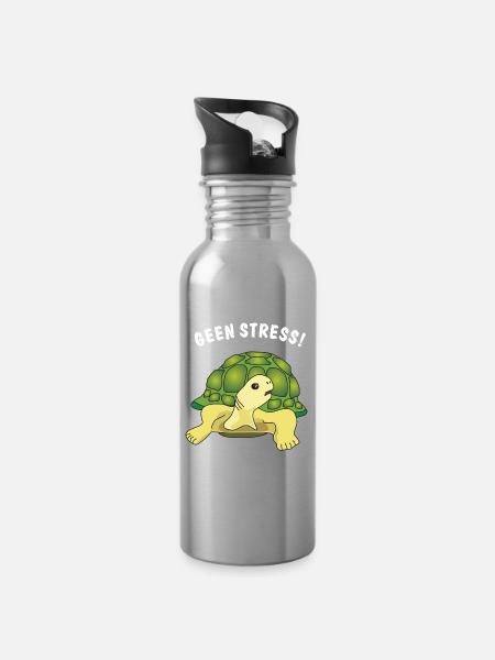 geen stress - Trinkflasche mit integriertem Trinkhalm - Lightsilver