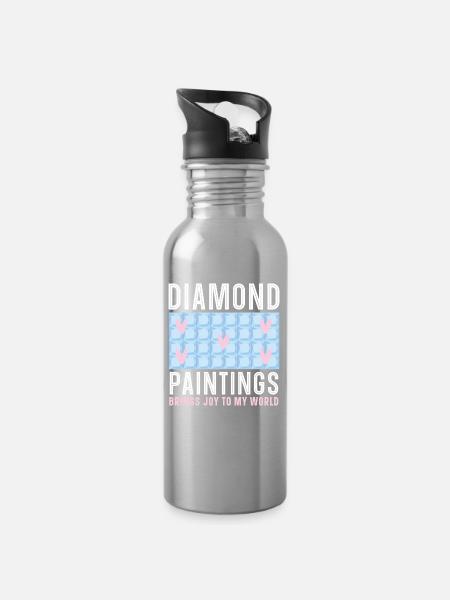 Diamantmalerei Handwerkszeug Diamantmaler - Trinkflasche mit integriertem Trinkhalm - Lightsilver