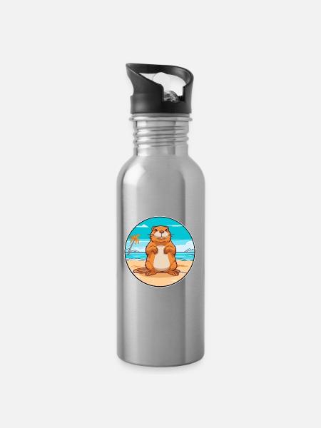 Gopher Aquarell Cartoon Kawaii Clipart Tier - Trinkflasche mit integriertem Trinkhalm - Lightsilver