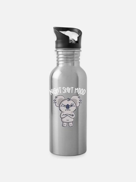 Koala Koalabär Schichtarbeiter Nachtschicht - Trinkflasche mit integriertem Trinkhalm - Lightsilver