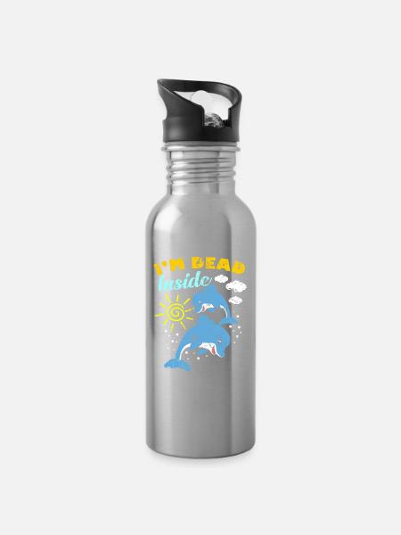 Dead Inside - Trinkflasche mit integriertem Trinkhalm - Lightsilver