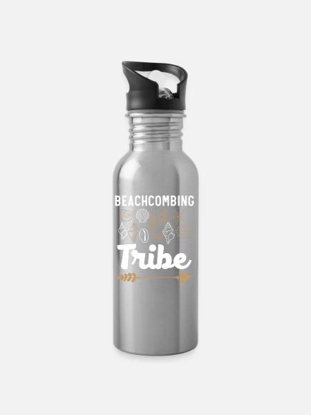 Beachcombing Tribe Shell Collection Strandkamm - Trinkflasche mit integriertem Trinkhalm - Lightsilver