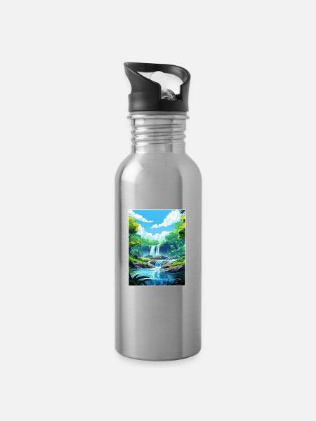 Daintree Regenwald Australien Deko Reiseposter - Trinkflasche mit integriertem Trinkhalm - Lightsilver