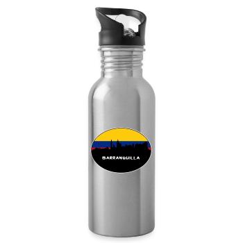 Barranquilla Kolumbien Flagge Skyline Silhouette Trav - Trinkflasche mit integriertem Trinkhalm - Lightsilver - Rechts