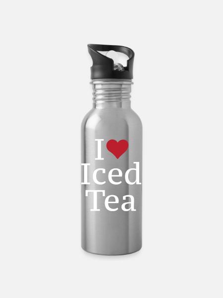Fruchtiger Eistee Sommerdrink - Trinkflasche mit integriertem Trinkhalm - Lightsilver