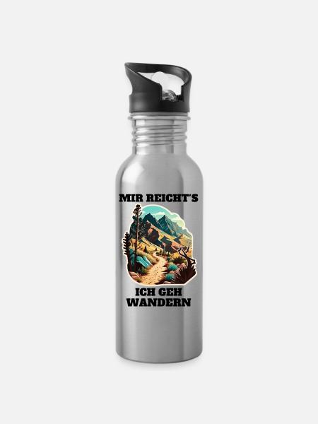 Bergpfad im Sonnenlicht Sticker - Trinkflasche mit integriertem Trinkhalm - Lightsilver