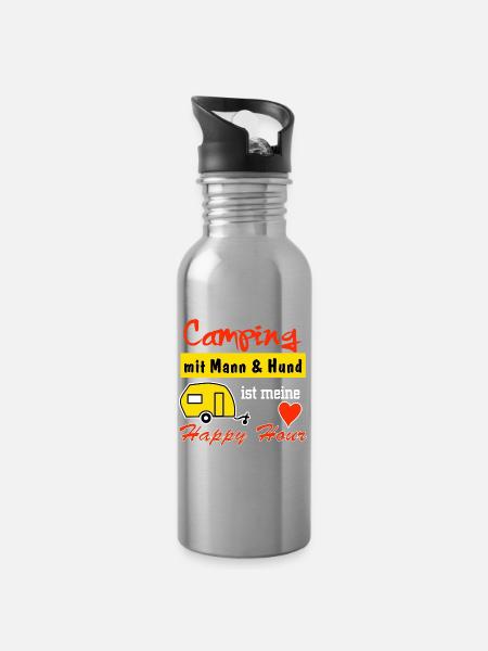 happy hour - Trinkflasche mit integriertem Trinkhalm - Lightsilver