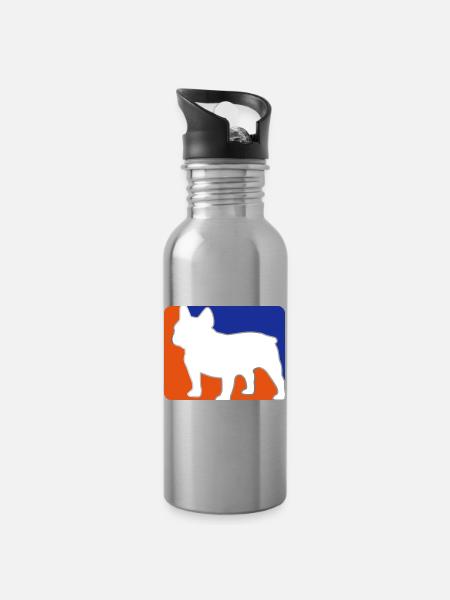 french bulldog1 - Trinkflasche mit integriertem Trinkhalm - Lightsilver