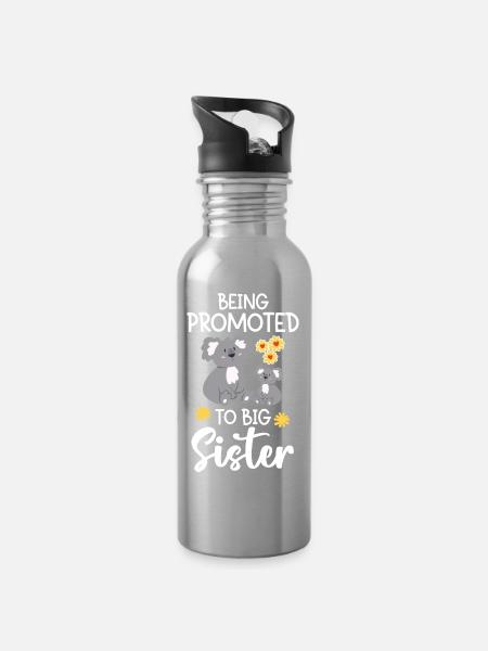 Befördert Zur Großen Schwester - Trinkflasche mit integriertem Trinkhalm - Lightsilver