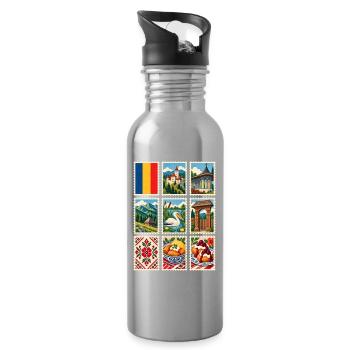 Rumänien Briefmarken - Trinkflasche mit integriertem Trinkhalm - Lightsilver - Rechts