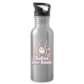 Schwanger an Halloween Babybauch Werdende Mama - Trinkflasche mit integriertem Trinkhalm - Lightsilver - Rechts