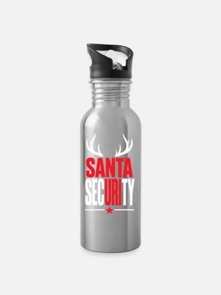Weihnachtsmann-Sicherheitsemblem - Trinkflasche mit integriertem Trinkhalm - Lightsilver