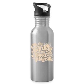 The Garden Is My Happy Place - Trinkflasche mit integriertem Trinkhalm - Lightsilver - Rechts