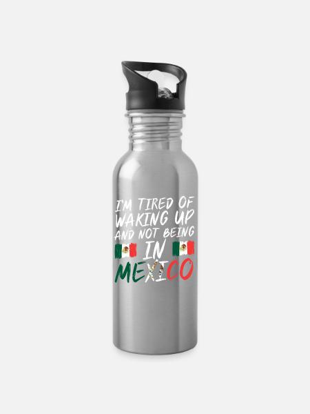Mexican Mexico - Trinkflasche mit integriertem Trinkhalm - Lightsilver