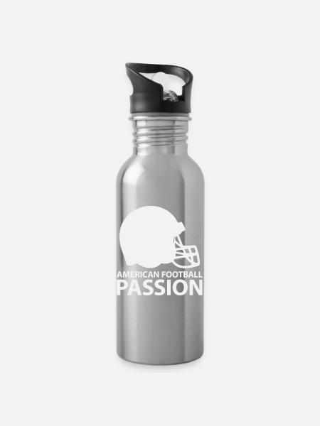 Leidenschaft für American Football - Trinkflasche mit integriertem Trinkhalm - Lightsilver