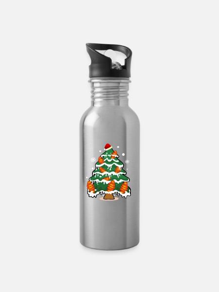 Weihnachten Franzbrötchen Weihnachtsbaum - Trinkflasche mit integriertem Trinkhalm - Lightsilver