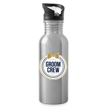 Bräutigam Crew T-Shirt — Junggesellenabschieds-Trauzeugen - Trinkflasche mit integriertem Trinkhalm - Lightsilver - Rechts