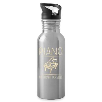 Klavier Pianist Piano Sprache Der Seele Piano - Trinkflasche mit integriertem Trinkhalm - Lightsilver - Rechts