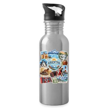 Argentinien Reisesticker - Trinkflasche mit integriertem Trinkhalm - Lightsilver - Rechts