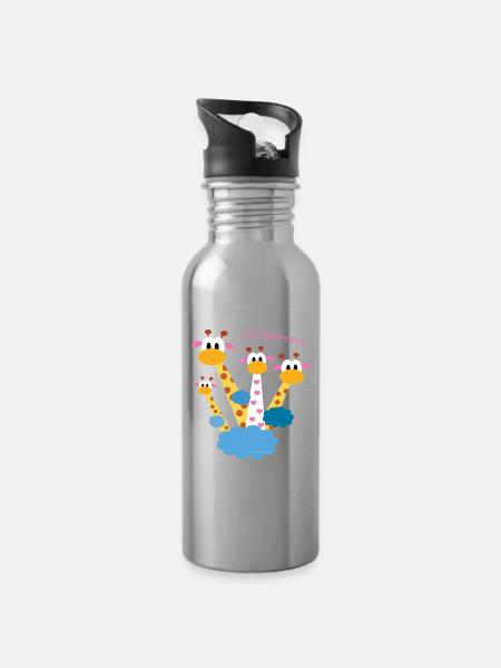 Giraffenvielfalt - I'm different! - Trinkflasche mit integriertem Trinkhalm - Lightsilver