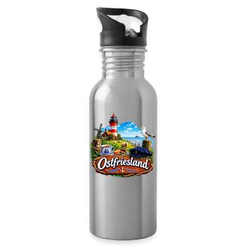 OSTFRIESLAND - Trinkflasche mit integriertem Trinkhalm - Lightsilver - Rechts
