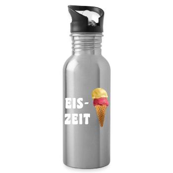 Eis-Zeit - Eistüte Wortspiel - Trinkflasche mit integriertem Trinkhalm - Lightsilver - Rechts
