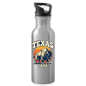 Texas Bison Sunset 1845 - Trinkflasche mit integriertem Trinkhalm - Lightsilver - Rechts
