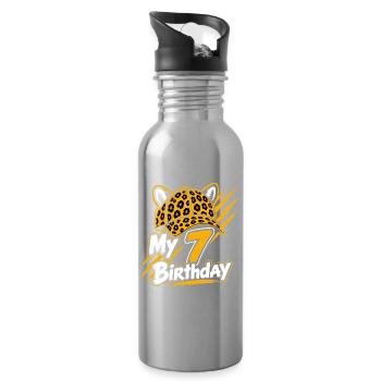 My 7 Birthday Leopard Party - Trinkflasche mit integriertem Trinkhalm - Lightsilver - Rechts