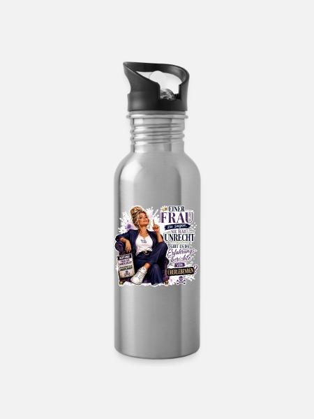 Frauensprache: Unrecht laut widersprechen - Trinkflasche mit integriertem Trinkhalm - Lightsilver