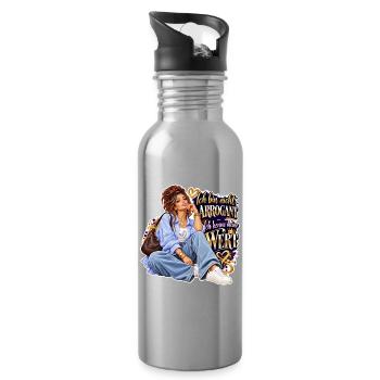 Ich kenne meinen Wert – Glam Empowerment - Trinkflasche mit integriertem Trinkhalm - Lightsilver - Rechts