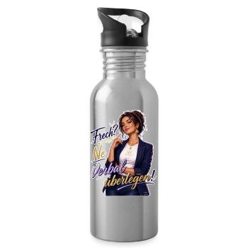 Frech? Ne Verbal Überlegen - Trinkflasche mit integriertem Trinkhalm - Lightsilver - Rechts