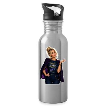 Frage dich ständig: hä? - Trinkflasche mit integriertem Trinkhalm - Lightsilver - Rechts