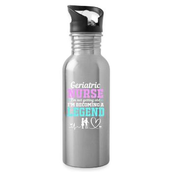 Altenheim Altenpflegerin Krankenschwester - Trinkflasche mit integriertem Trinkhalm - Lightsilver - Rechts