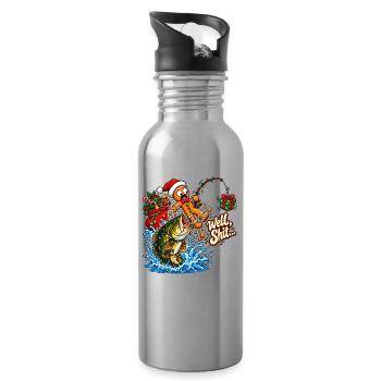 Well Shit Gingerbread Fishing Christmas Bass Humor - Trinkflasche mit integriertem Trinkhalm - Lightsilver - Rechts