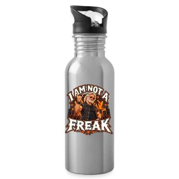 I Am Not A Freak - Trinkflasche mit integriertem Trinkhalm - Lightsilver - Rechts