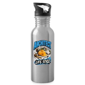 Lebensstil eines Architekten - Trinkflasche mit integriertem Trinkhalm - Lightsilver - Rechts
