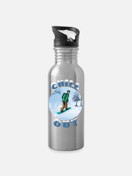 Snowboarder Chill Circle - Trinkflasche mit integriertem Trinkhalm - Lightsilver