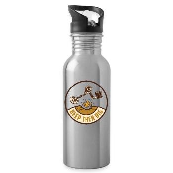 Piep und grabe – Metallerkennungsabzeichen - Trinkflasche mit integriertem Trinkhalm - Lightsilver - Rechts