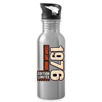 50-jähriges Jubiläum 1976 – Vintage-Herrengeschenk - Trinkflasche mit integriertem Trinkhalm - Lightsilver - Rechts