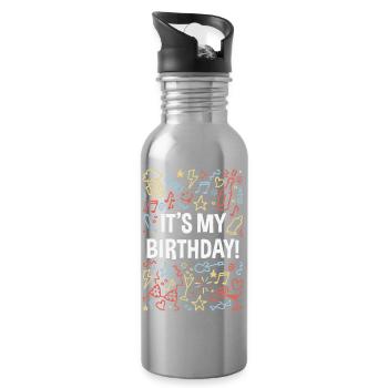It’s My Birthday! (Geburtstag / Party / NEG 4C) - Trinkflasche mit integriertem Trinkhalm - Lightsilver - Rechts